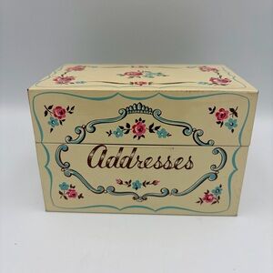 Vintage Tin Metal Recipe Box by Stylecraft Addresses Pattern No. 806 Cottagecore